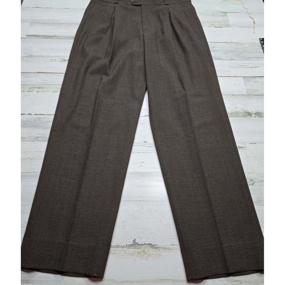 Zanella Neiman Marcus Brown Textured Pleated Dress Pants Men's 36 Made in Italy